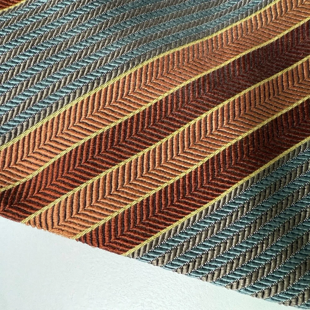 Striped Men's Tie in Blue and Burnt Orange